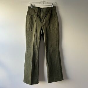 Veronica Beard green Crosbie wide leg high rise pants